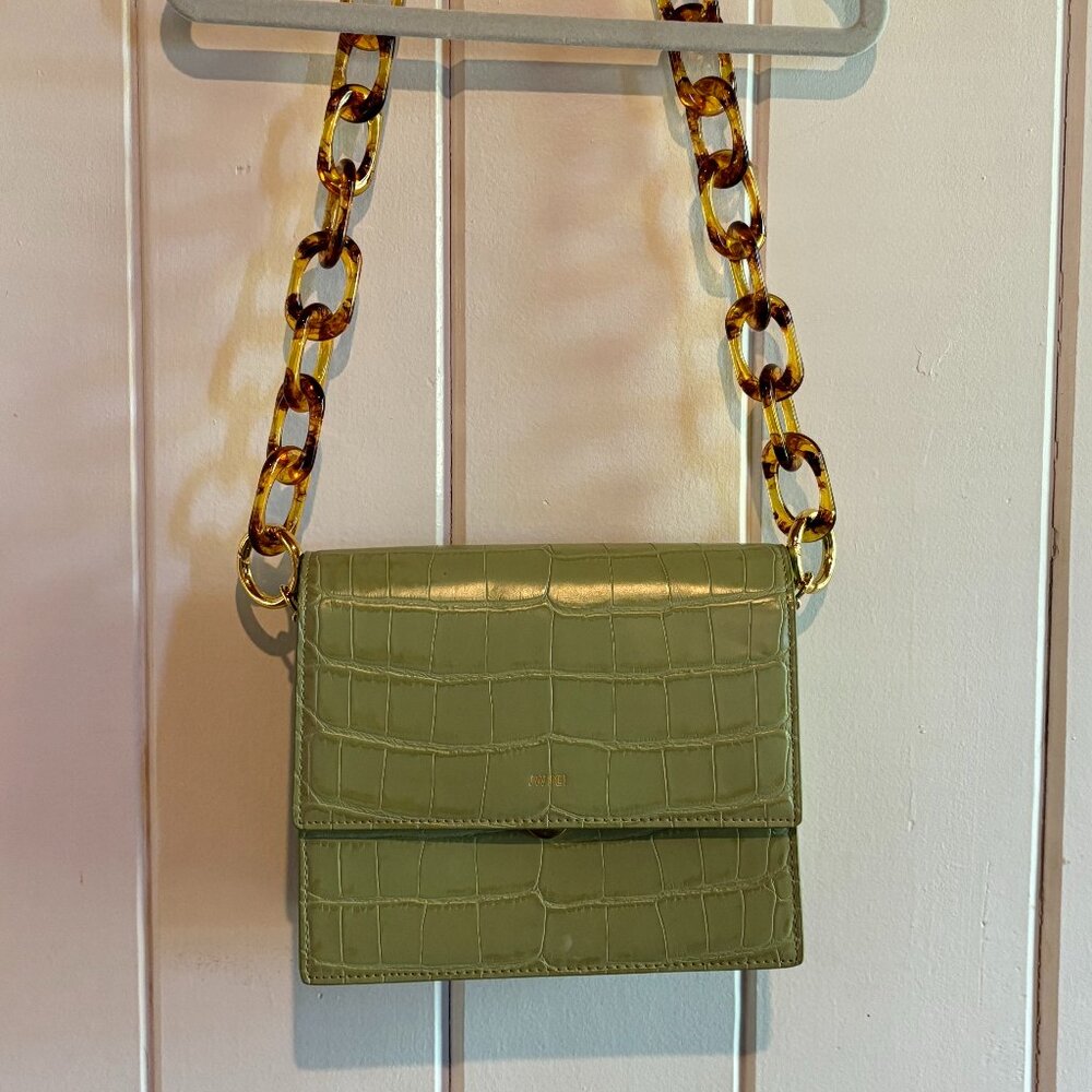 Friday by JW PEI Croc Embossed Lime Green Bag with Removable Strap